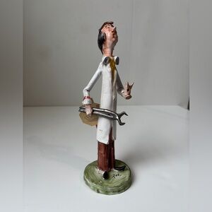 Vintage TP Ceramiche Dentist Figurine Poli Signed With Original Tag 9.5” Tall